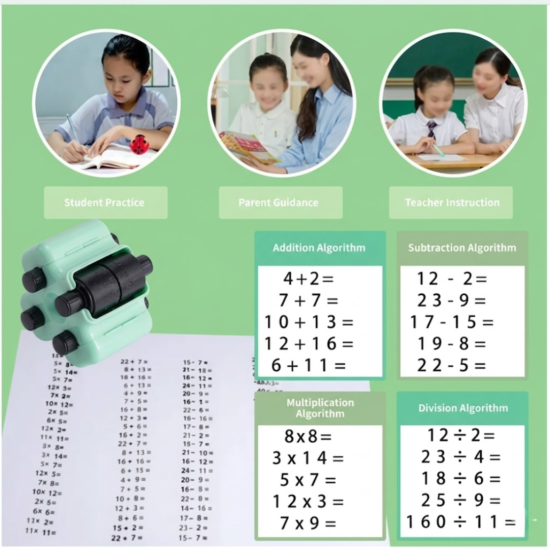 4-in-1 Rolling Stamp Arithmetic Practice Tool